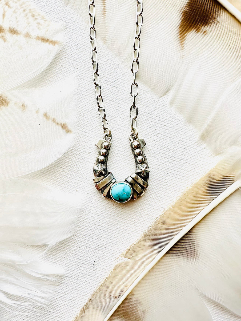 silver and turquoise evil eye necklace – The Winged Heart Studio